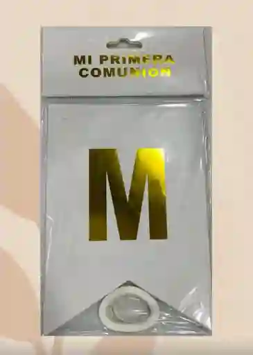Banderín Mi Primera Comunión Blanco-letras Doradas