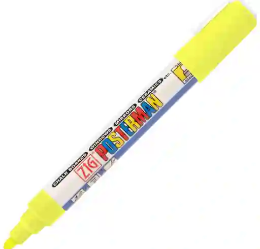 Posterman Marcador Mediano Punta Redonda 2mm Color Amarillo Fluorescente