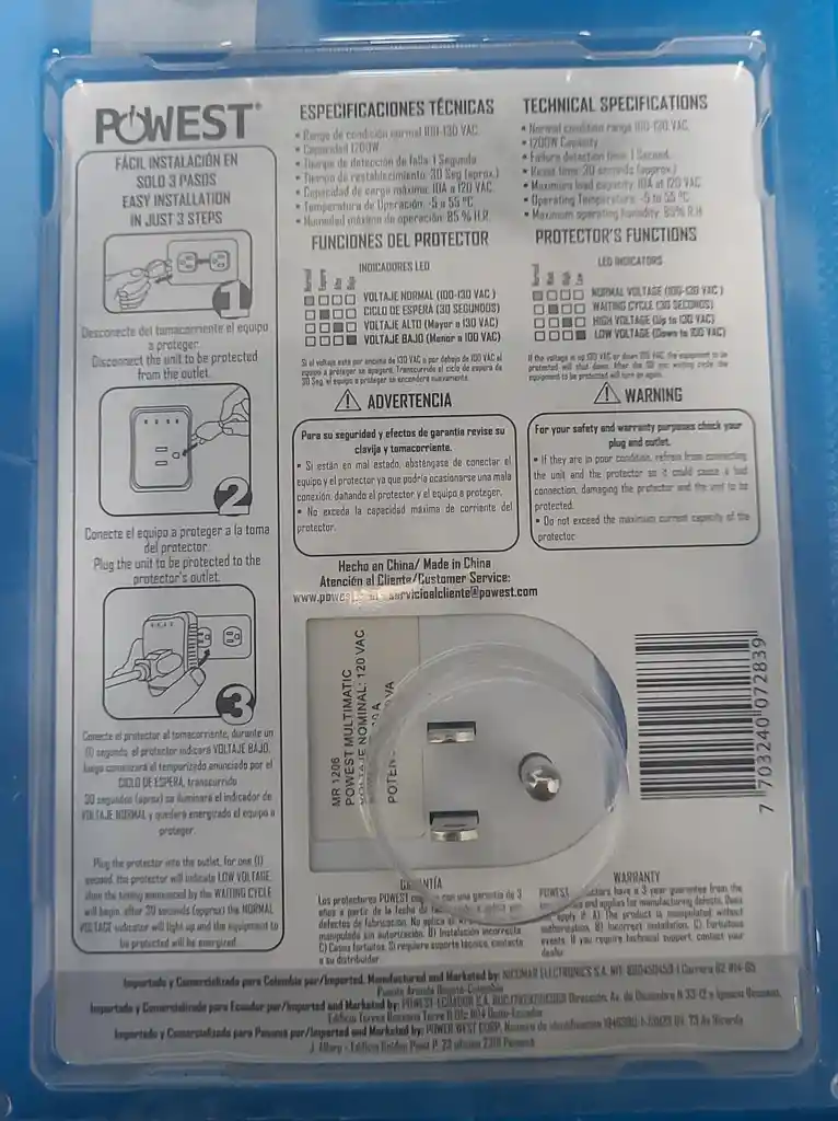 Protector De Voltaje Multimatic Para Electrodomesticos