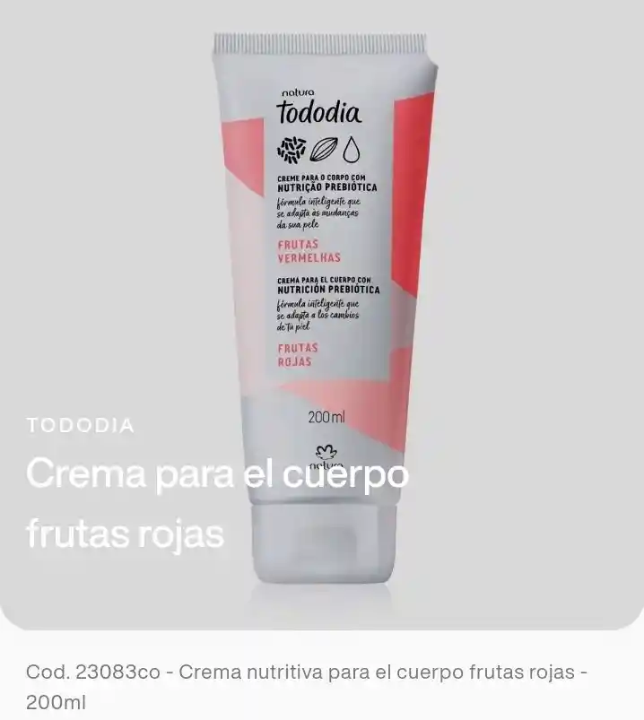 Natura - Crema Nutritiva Para El Cuerpo - Frutas Rojas - 200 Ml