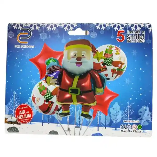 Kit De Globos Metalizados Papá Noel Navidad Sin Inflar