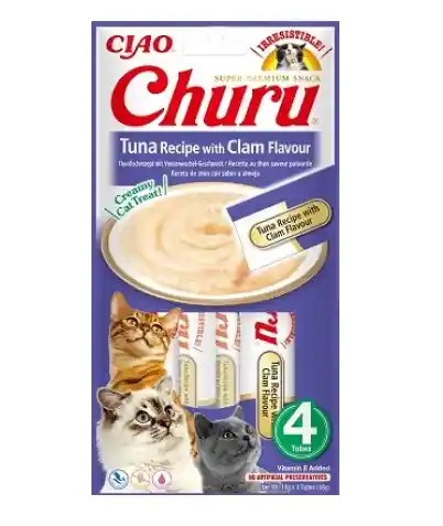 Churu Snack Cremoso Para Gato Receta De Atún Con Sabor A Almejas