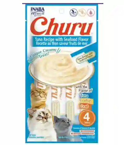 Churu Snack Cremoso Para Gato Receta De Atún Con Sabor A Marisco