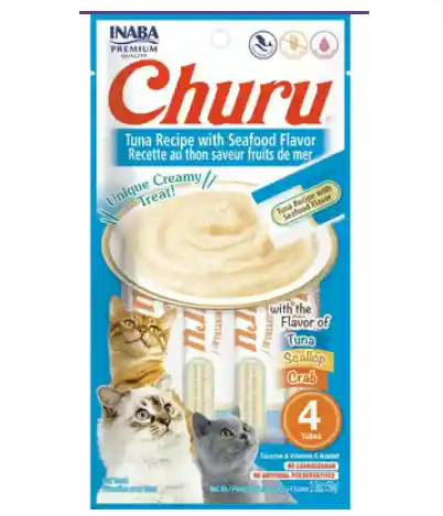 Churu Snack Cremoso Para Gato Receta De Atún Con Sabor A Marisco