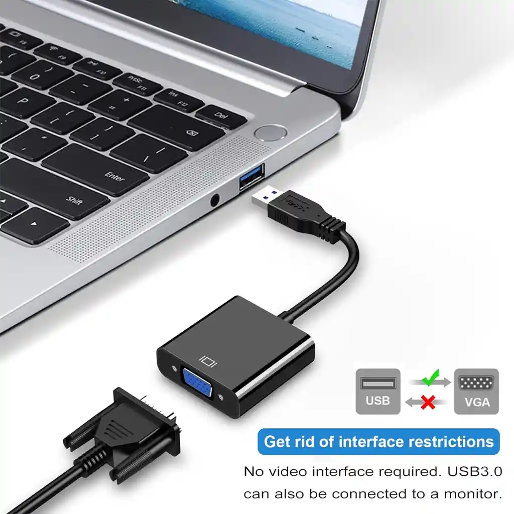 Adaptador Conversor Usb A Vga 3.0/2.0 | Certificado | 1080p