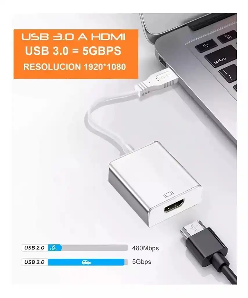 Adaptador Convertidor De Usb A Hdmi 3.0 Duplica Y Extiende | Negro
