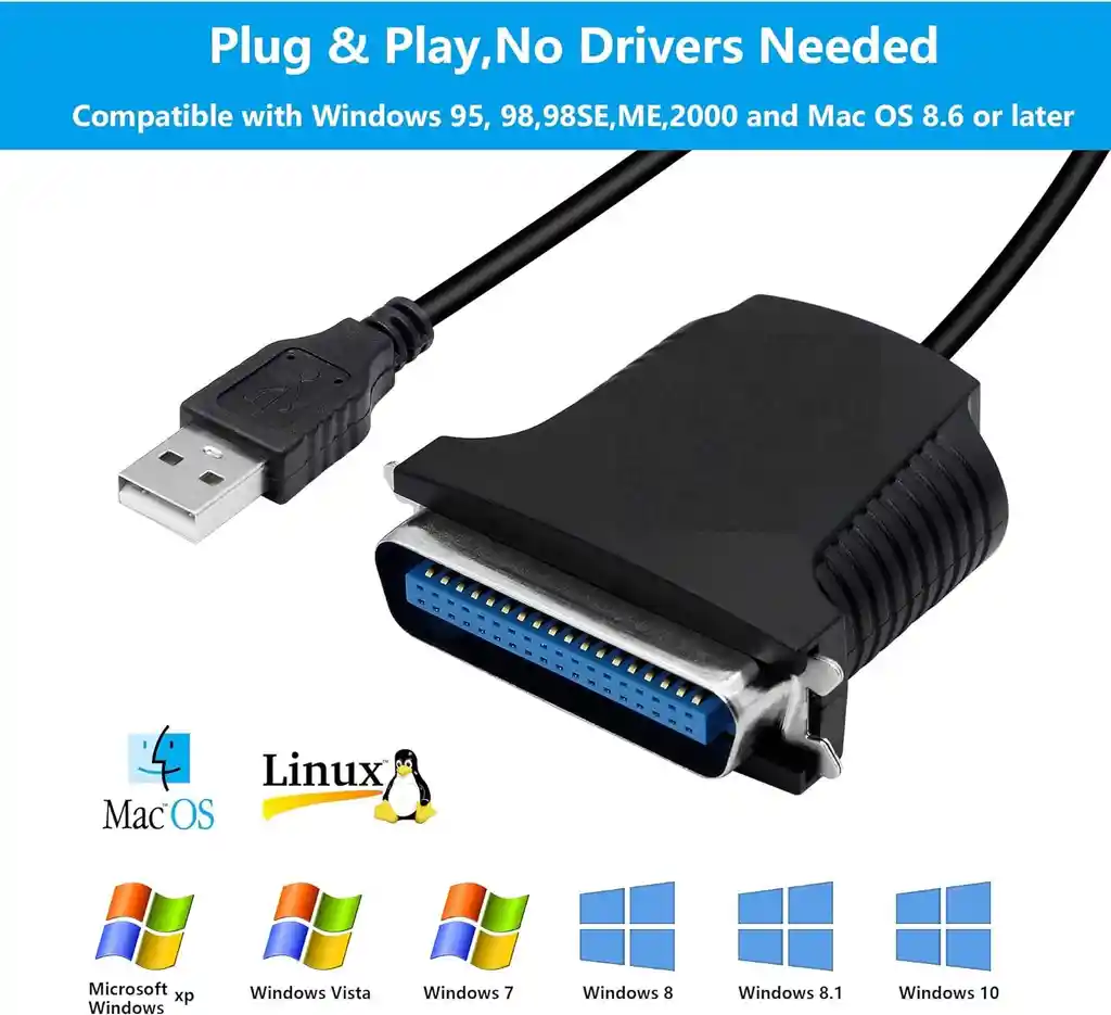 Adaptador Convertidor Usb A Paralelo Impresora | 1.2 Metros