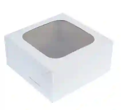 Caja De Carton Con Tapa De Acetato Forma Cuadrada Color Blanco Para Regalo 15 X 15 Cm