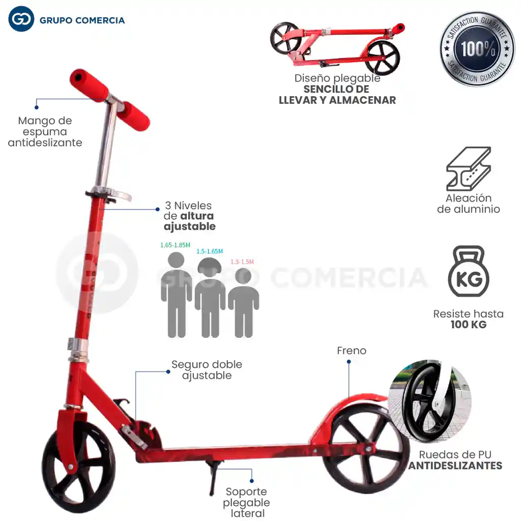 Monopatin Scooter Aluminio- Giro Didáctico Color Rojo