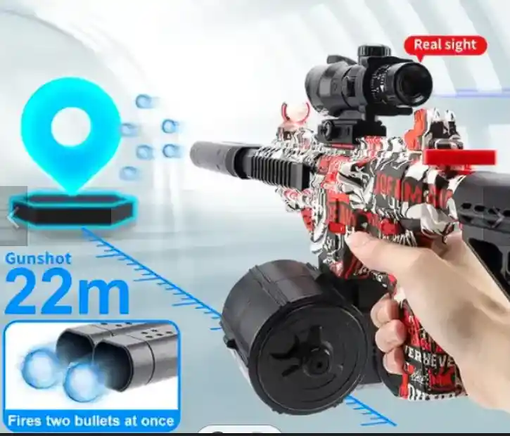 Rifle M416 De Hidrogel Laser Doble Cañón Largo Alcance