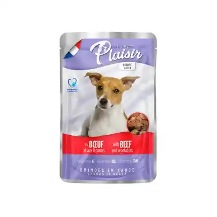 Pouch Plaisir Perro Ad Trozos Res Con Verd Sa100gr