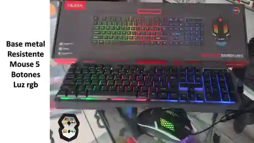 Teclado Y Mpose Tipo Gamer Base Metal Luz Rgb Yilima