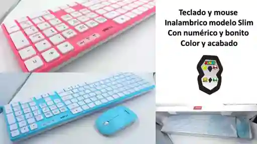 Teclado Y Mouse Inalambrico Azul O Rosa