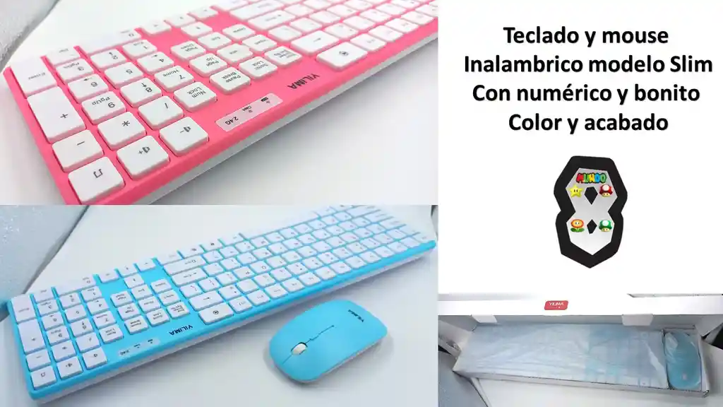 Teclado Y Mouse Inalambrico Azul O Rosa