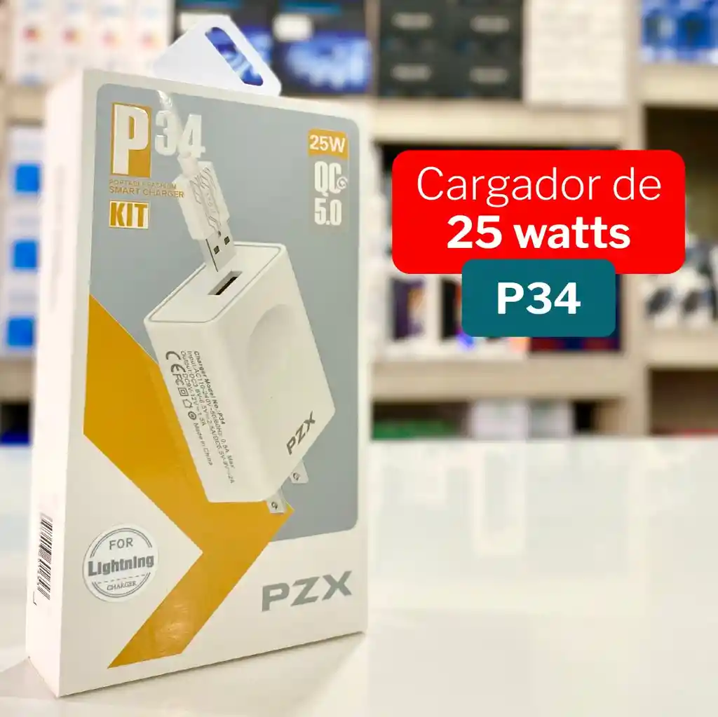 Cargador + Cable Tipo Micro V8 Para Celular 5a Qc 5.0 25w Pzx P34