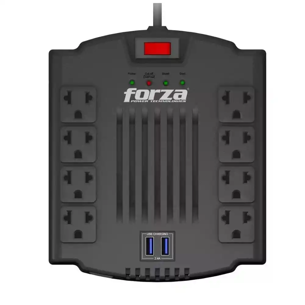 Regulador De Voltaje Forza Serie Fvr-1211m 1200va 8 Contacto