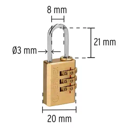 Candado Con Clave 20mm Para Maleta Hermex