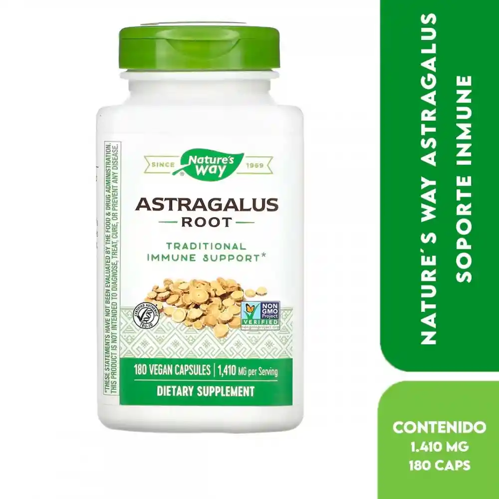 Nature's Way Astragalus Soporte Inmune 1.410 Mg Por Servicio 180 Cápsulas Veganas