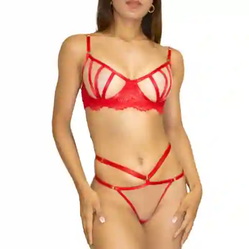 Conjunto De Lencería Extasis Rojo Talla S