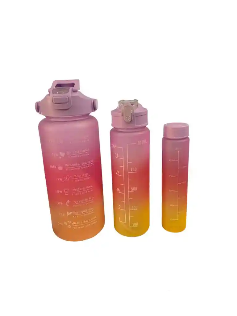 Trio Set Botilitos Motivacionales Femeninos X3 - 2000ml- 1000ml-500ml