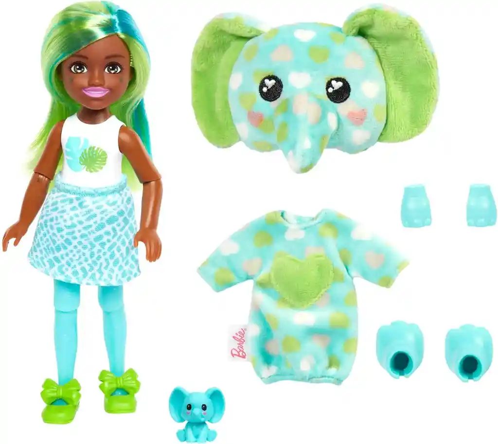 Muñeca Barbie Chelsea Cutie Reveal Jungle Series Elefante