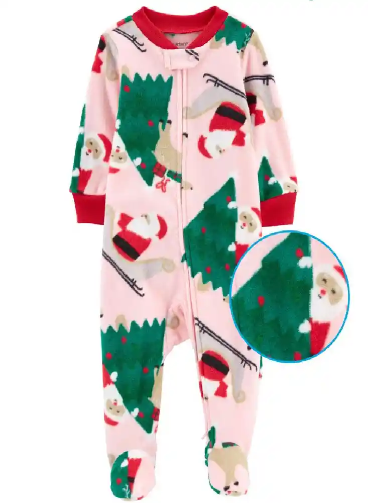 Pijama Termica Papa Noel Rosa - 3 Meses