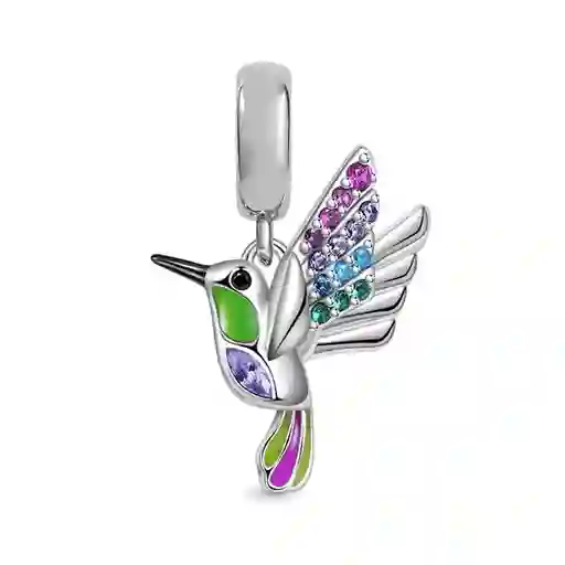 Charm Dije Pájaro Colibrí Para Pulsera Mujer En Plata 925