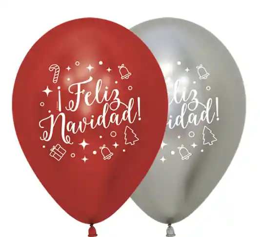 Bombas Biodegradable Cromada Feliz Navidad Brillante X 6