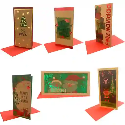 Pack De 6 Tarjetas Navideñas Marca Nico