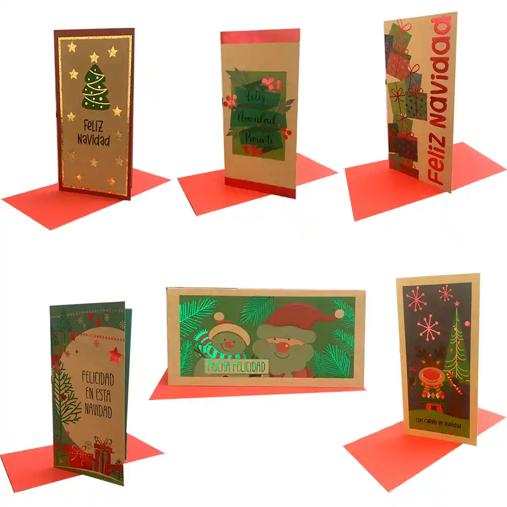 Pack De 6 Tarjetas Navideñas Marca Nico