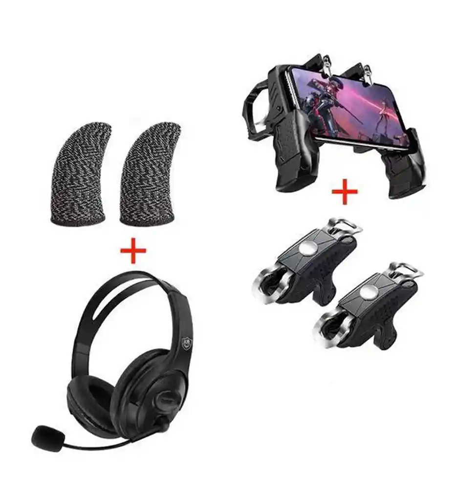 Kit Gaming Celular 4 En 1 Guantes + Diadema + Control + Gatillos K150