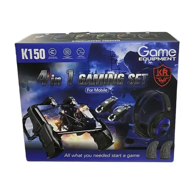 Kit Gaming Celular 4 En 1 Guantes + Diadema + Control + Gatillos K150