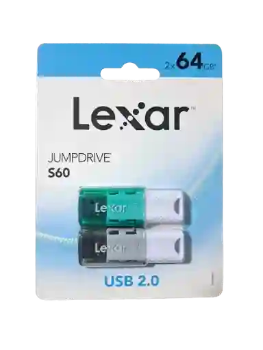 ⭐ Kit 2 Memorias Usb Lexar Jumpdrive 64gb, S60, Usb 2.0⭐