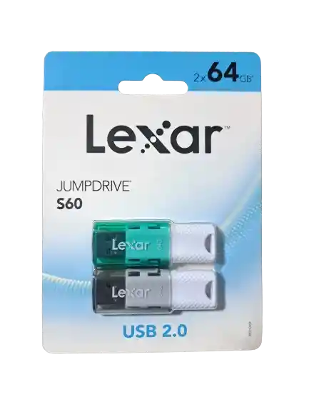 ⭐ Kit 2 Memorias Usb Lexar Jumpdrive 64gb, S60, Usb 2.0⭐