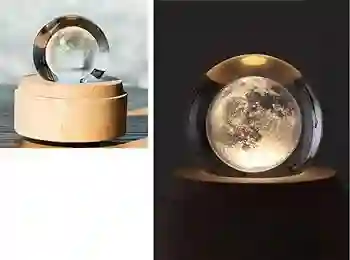 Lampara Decorativa De Cristal 3d Luna Con Luz