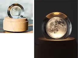 Lampara Decorativa De Cristal 3d Luna Con Luz
