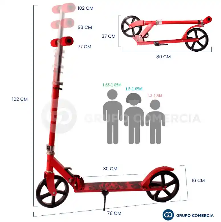 Monopatin Scooter Aluminio- Giro Didáctico Color Rojo