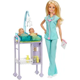 Barbie Doctora Pediatra Gemelitos Bebe Juegos Médicos Dhb63