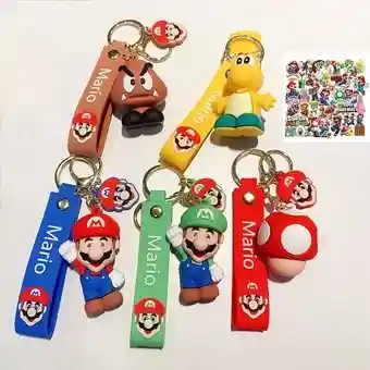 Llavero Silicona Mario 4 Motivos Diferentes Paquete X20