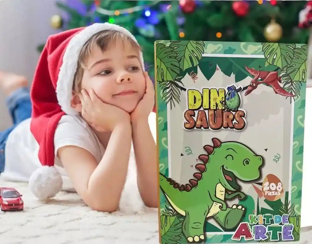 Set Kit Arte Dibujo Para Niños Dinosaurios 208 Piezas