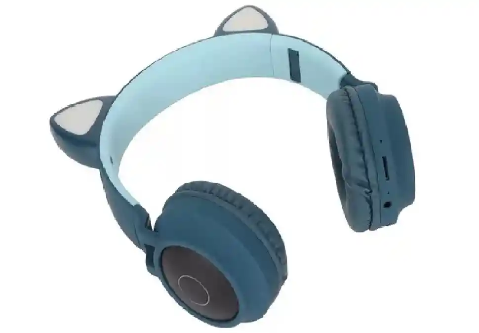Diadema Bluetooth Con Diseñó De Orejitas Niña Extra Bass Hd Azul Petroleo