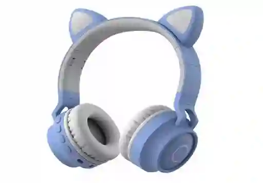Diadema Bluetooth Con Diseñó De Orejitas Niña Extra Bass Hd Celeste