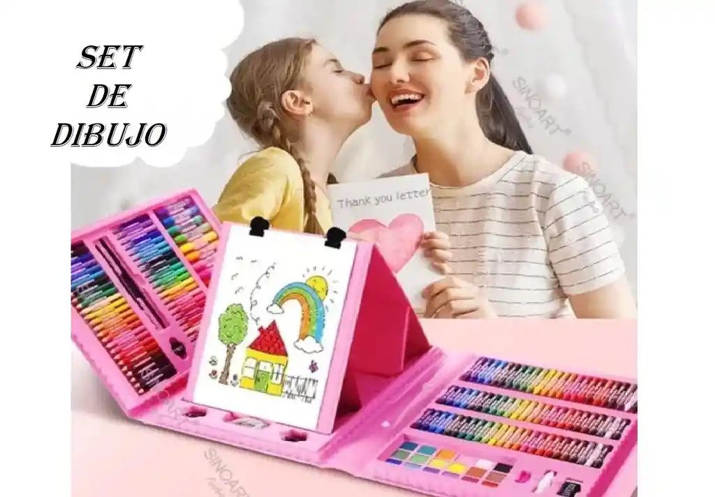 Kit Color Rosado Set Creativo Infantil Arte Y Dibujo 208 Piezas