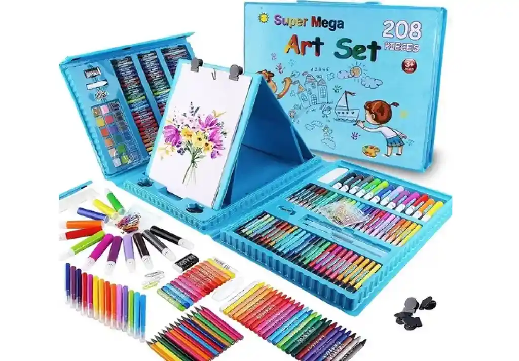Kit Color Azul Set Creativo Infantil Arte Y Dibujo 208 Piezas