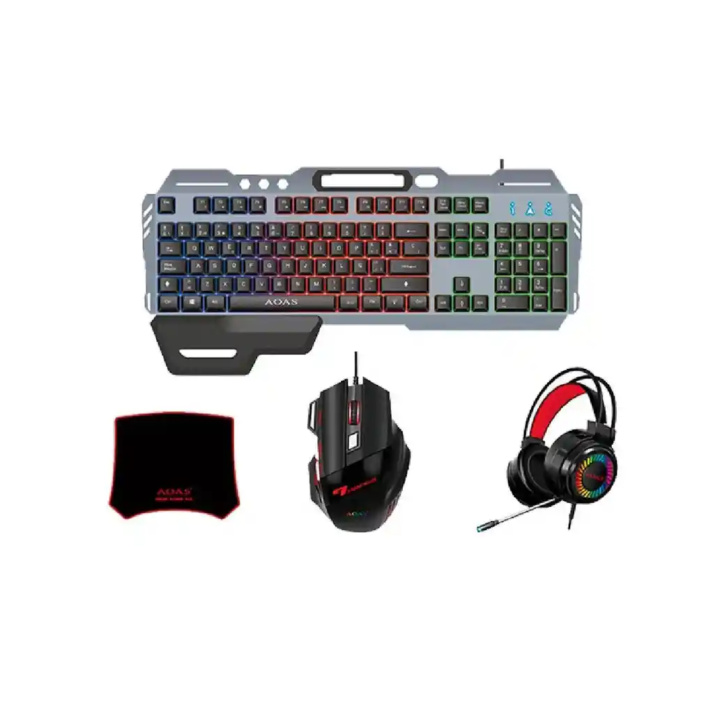 Kit Gamer Teclado Mouse Audifonos Mousepad As-1099