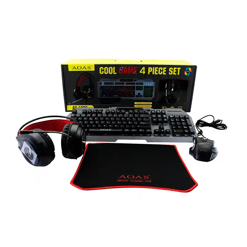 Kit Gamer Teclado Mouse Audifonos Mousepad As-1099