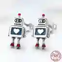 Aretes Topos Para Mujer Robot Fabricados En Plata 925