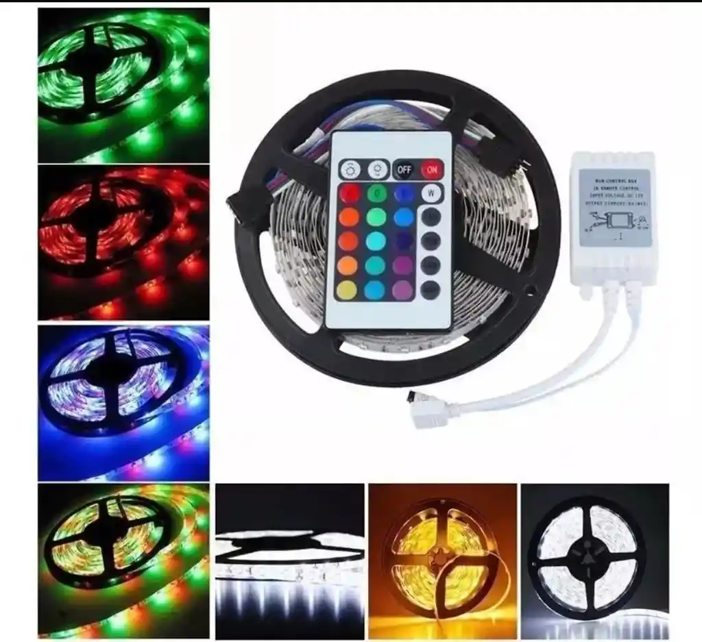 Cinta Led Multicolor Rgb Luz 5mts + Control + Adaptador