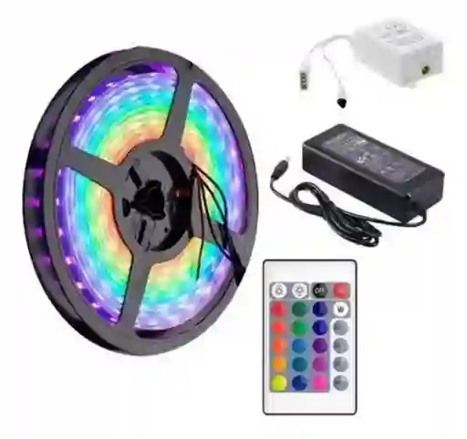 Cinta Led Multicolor Rgb Luz 5mts + Control + Adaptador