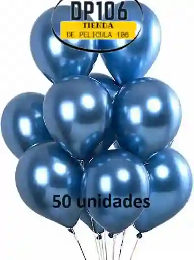 Globos Azul Cromado X 50 Und